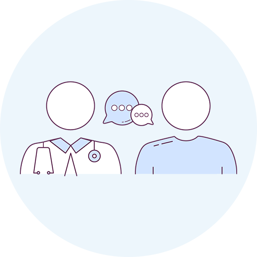 Icon of a healthcare provider having a conversation with a patient